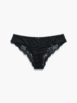 black floral lace cheeky panty for women