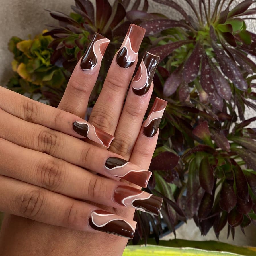 Brown Abstract Nails