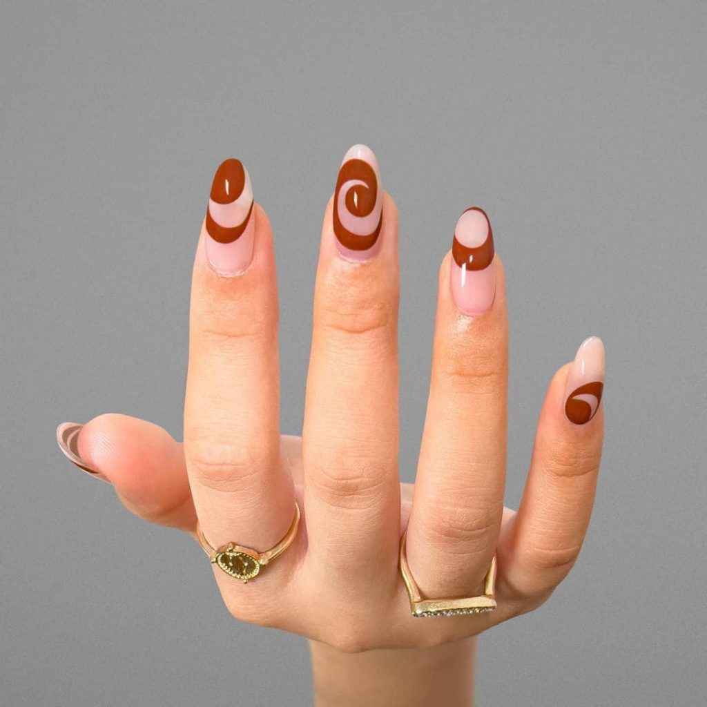 Brown Swirl Nails