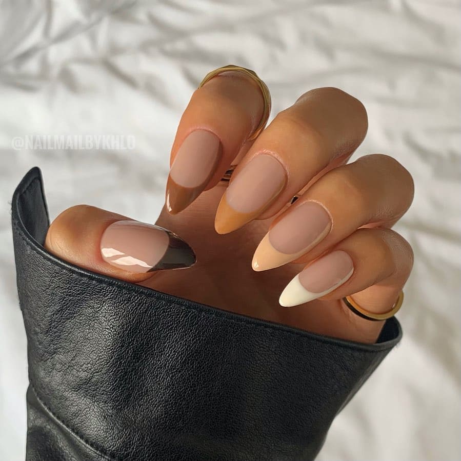 Brown French Nail Tips