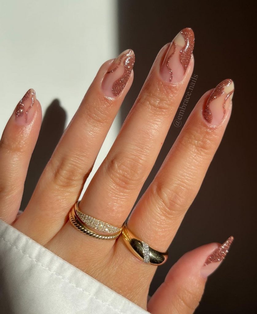 Brown Sparkle Nails