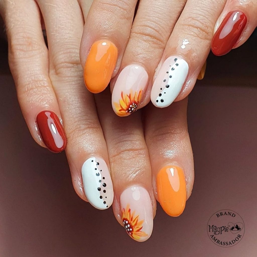 Unique Sunflower Nail Design