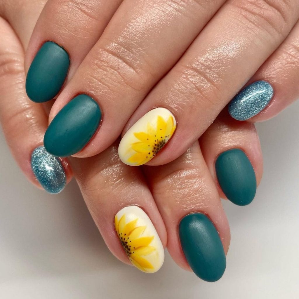 Acrylic Blue Sunflower Design