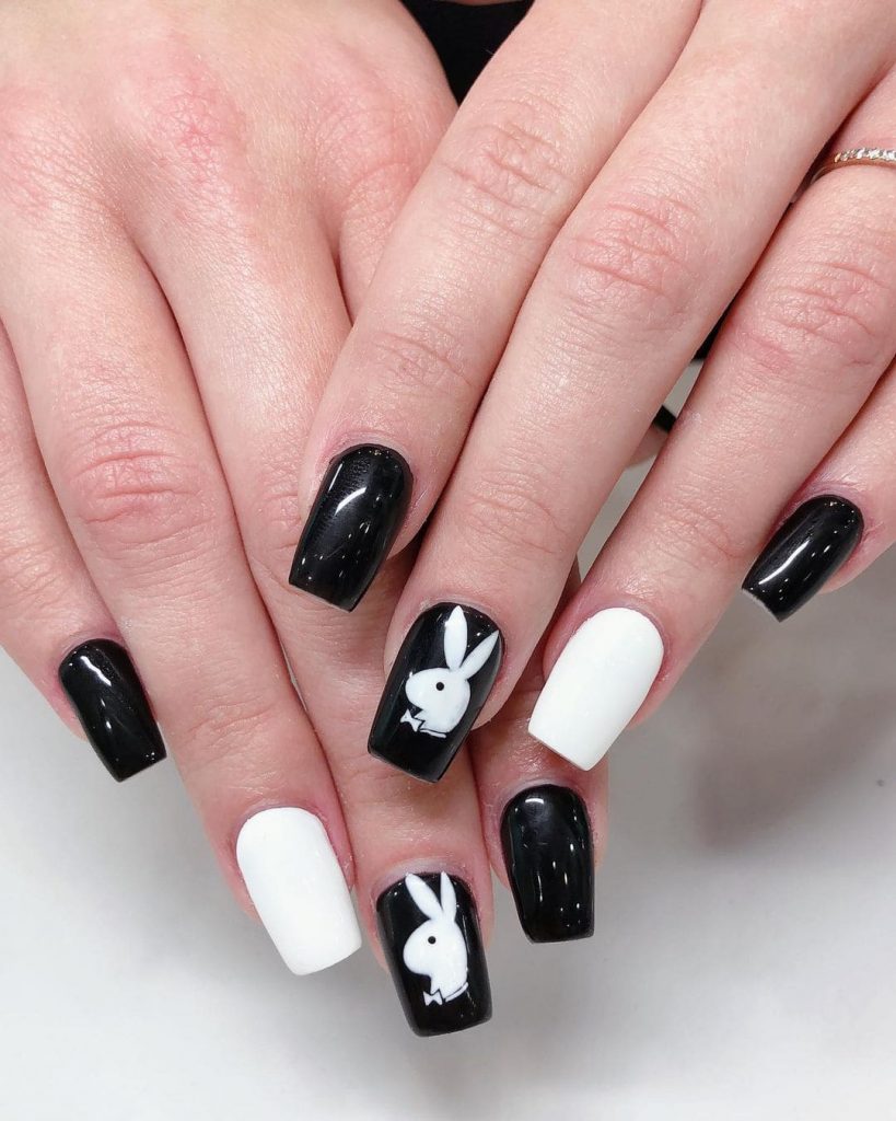 Black and White playboy Nails