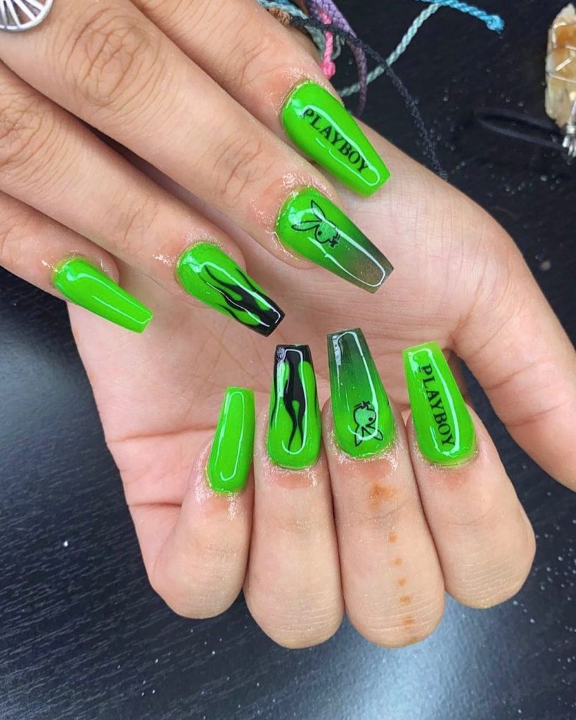 green flames playboy nails