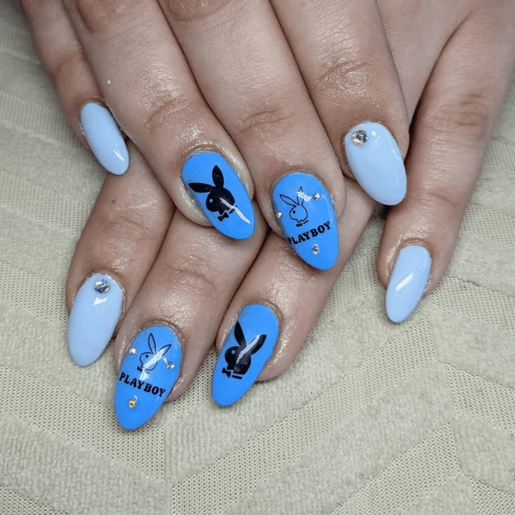Blue Combo Gel playboy Nails
