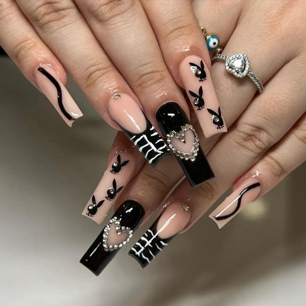 Shinny Black Playboy Nails