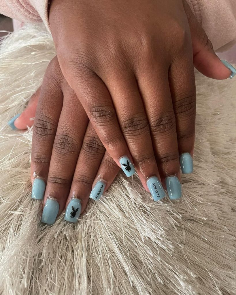 Blue Bunny Nails