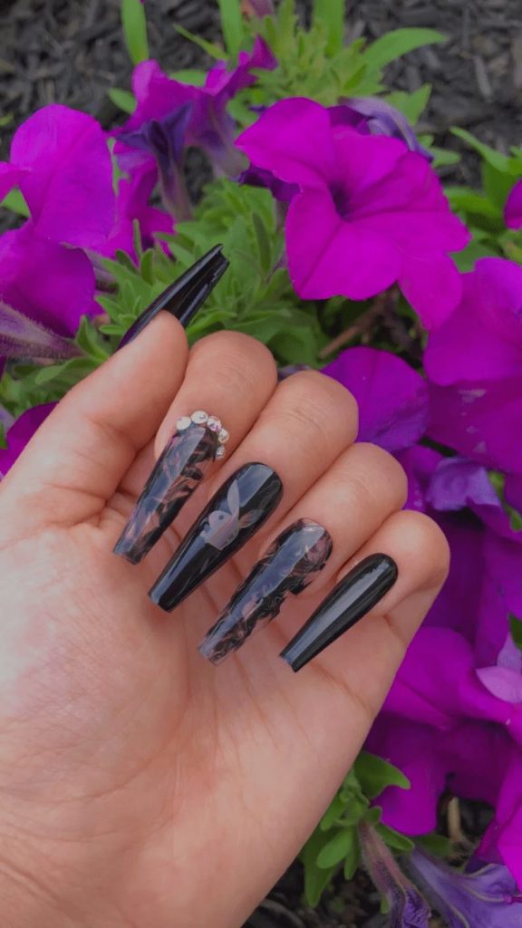 Black Marble Playboy Nails