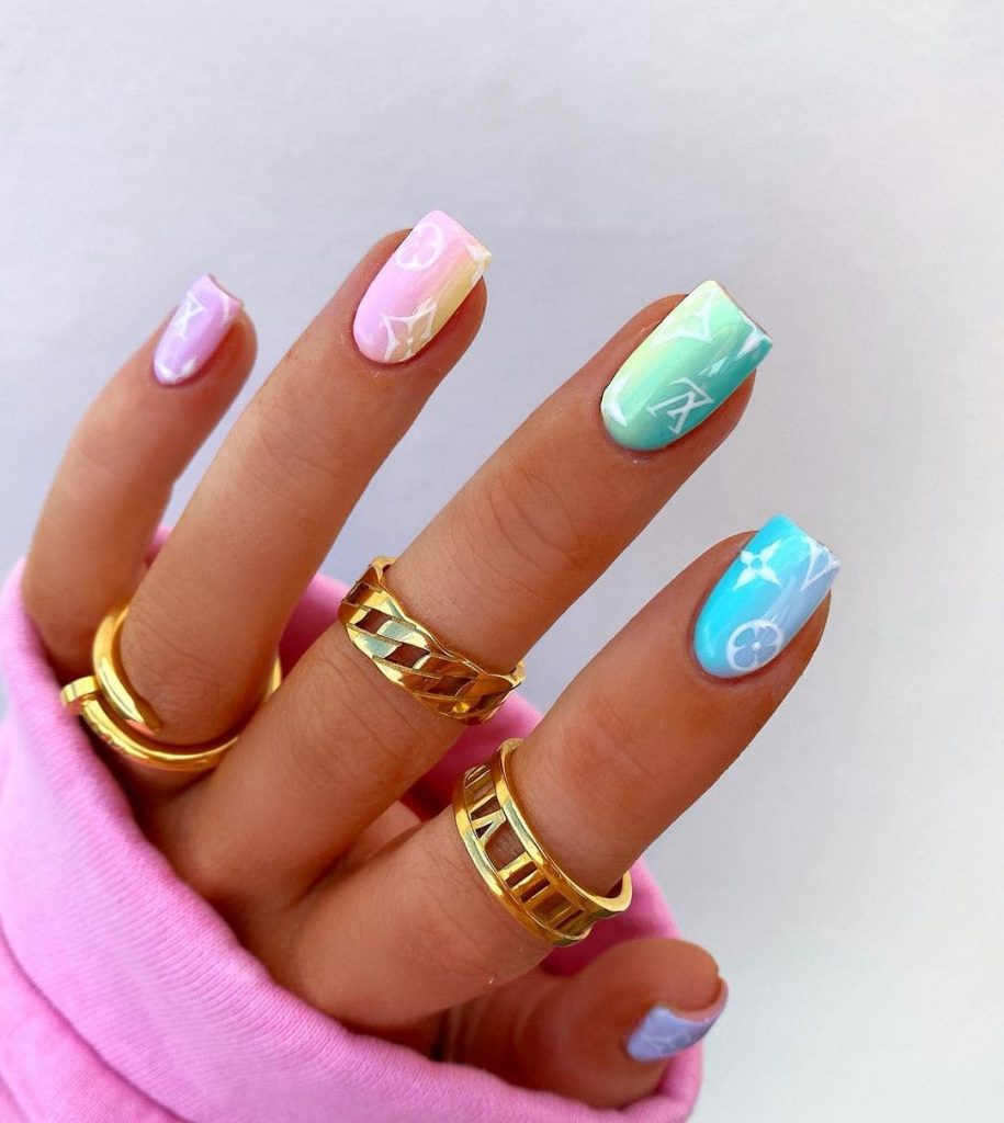 Multi-Colored Ombre Mani bright summer nails