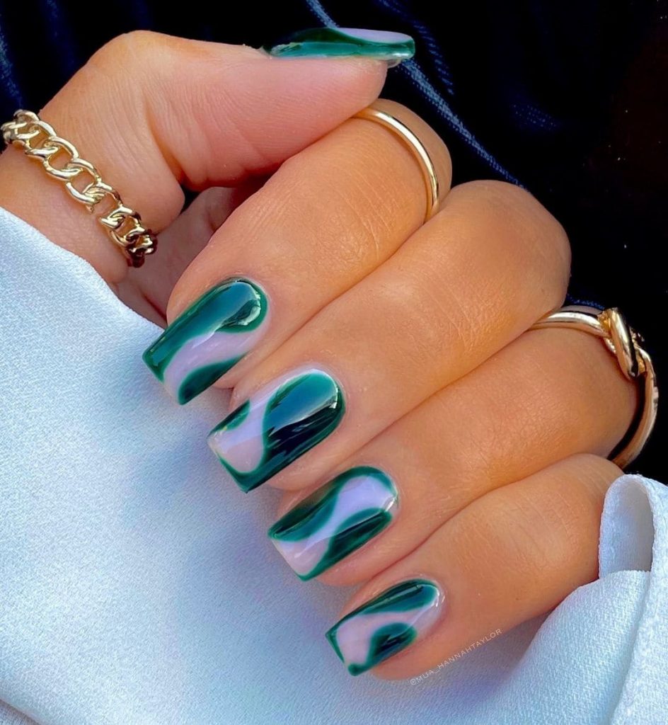 emerald green bright summer nails
