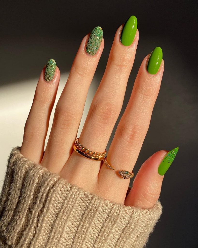 green tree bright summer nails