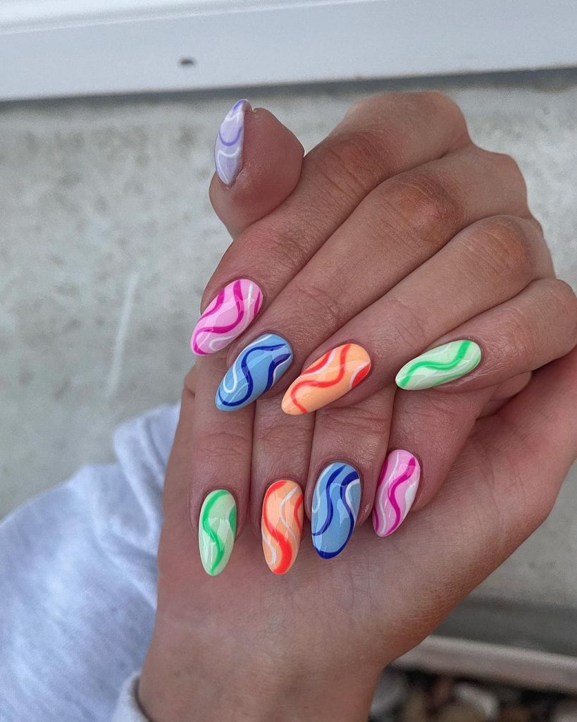 colored bright summer nails