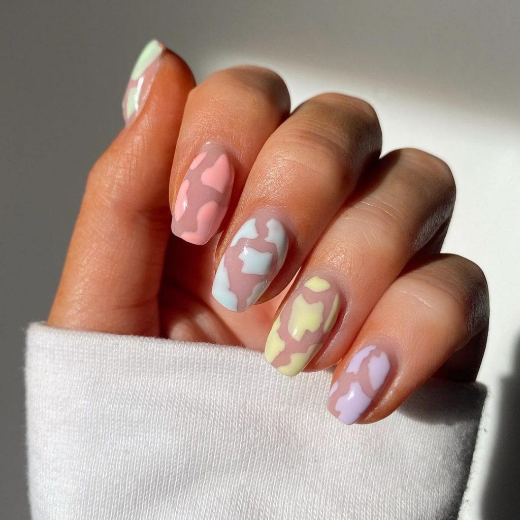 Pastel Cow Print spring Nails