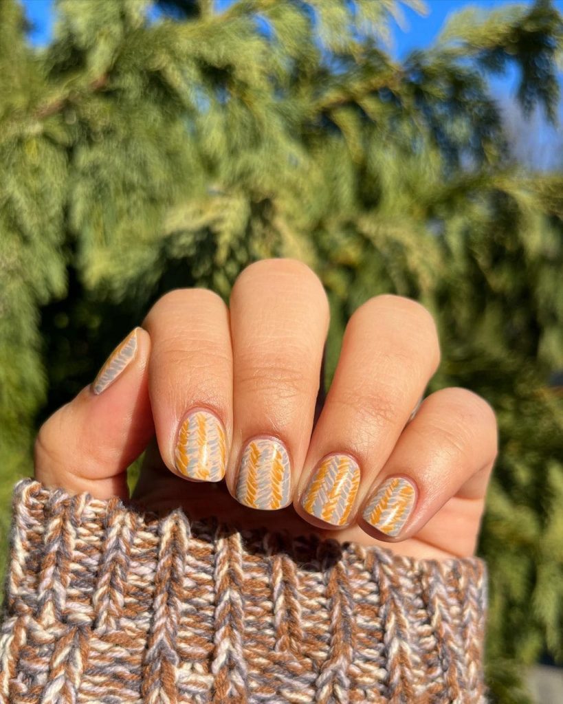 sweater patter spring nails design