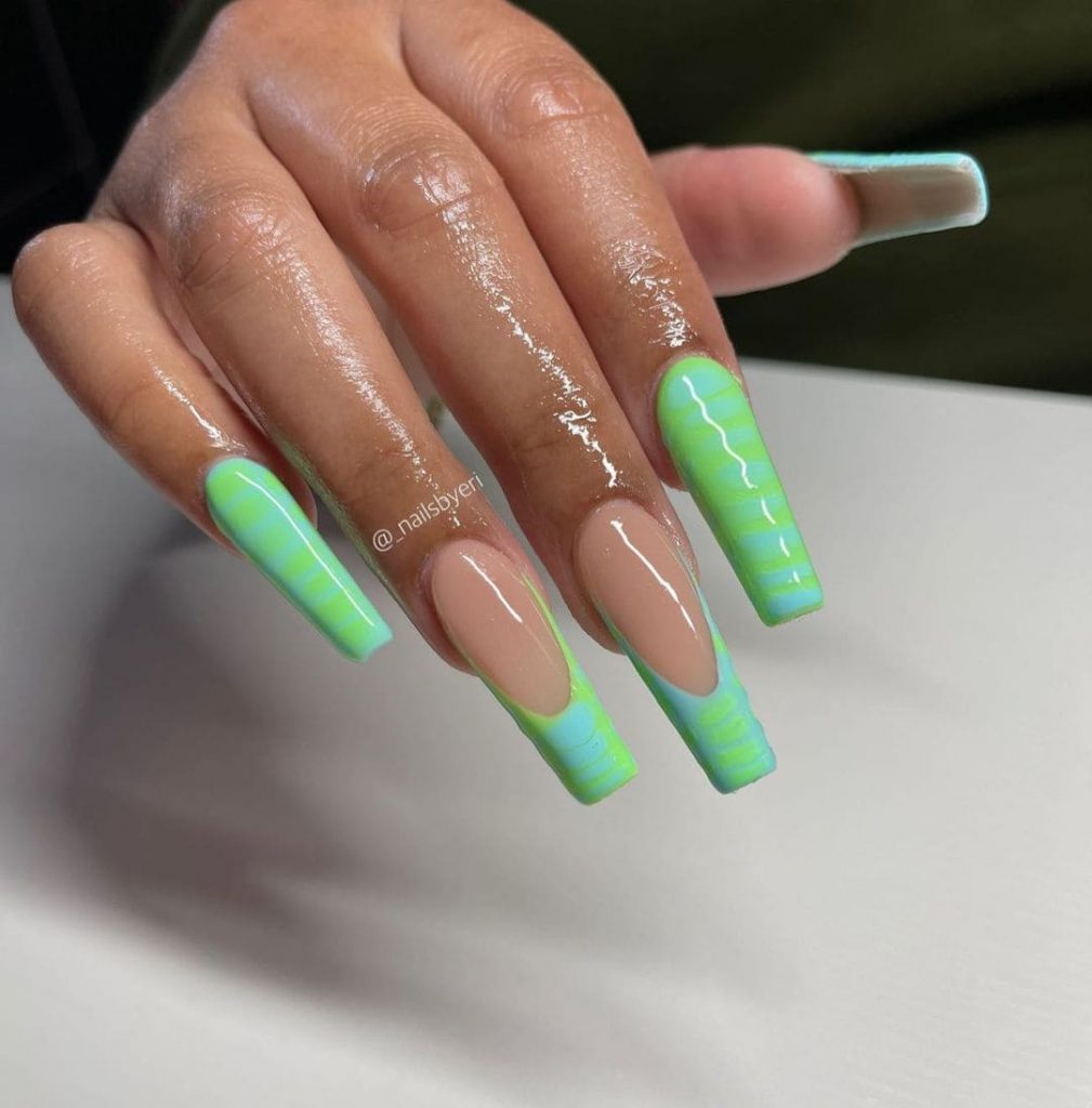 Alligator Print Green Nails