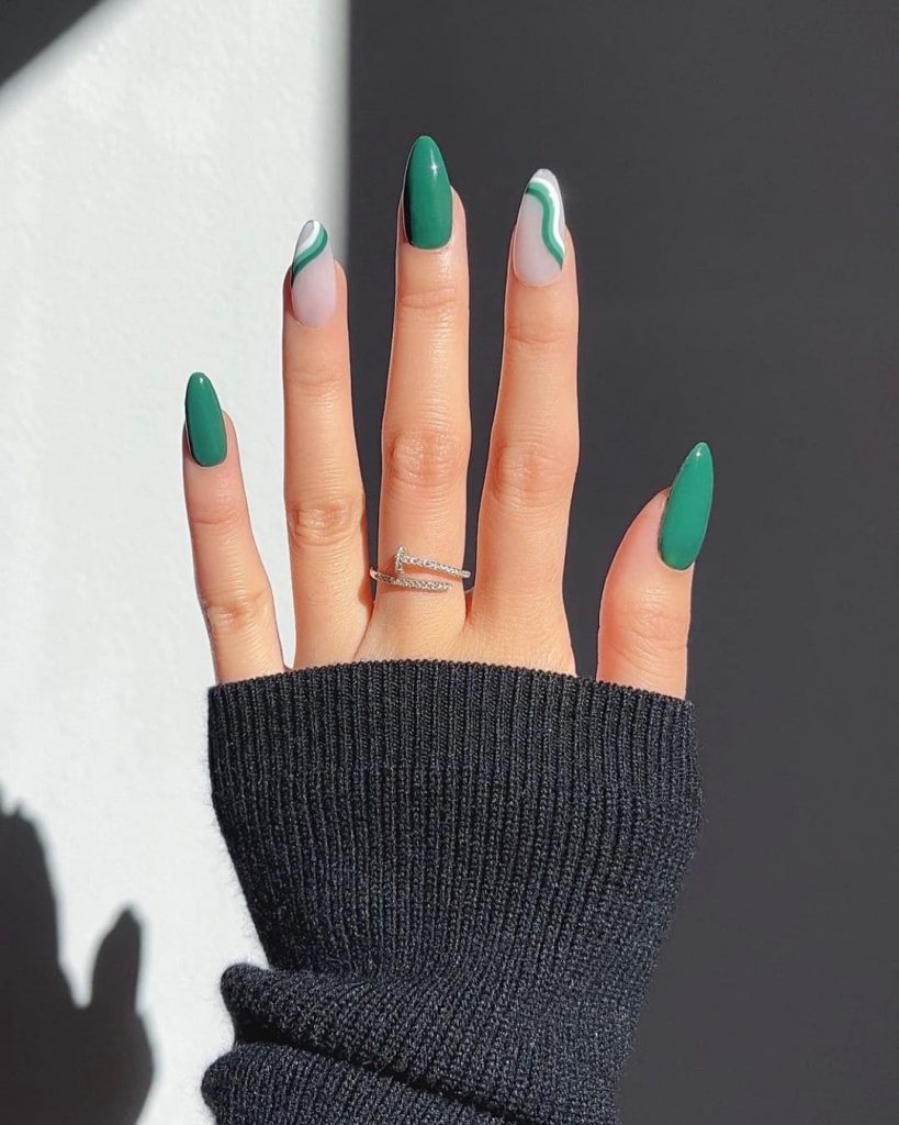 Perfect Almond Green Nails