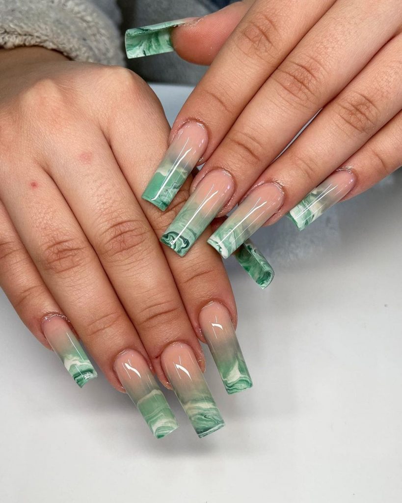 Glossy Marble Nail Design