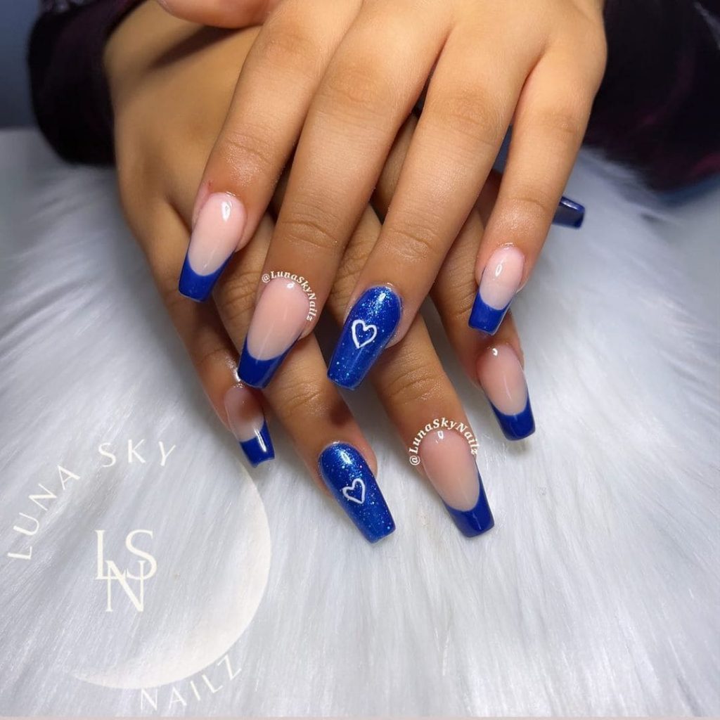 Sparkly Blue Coffin Nails