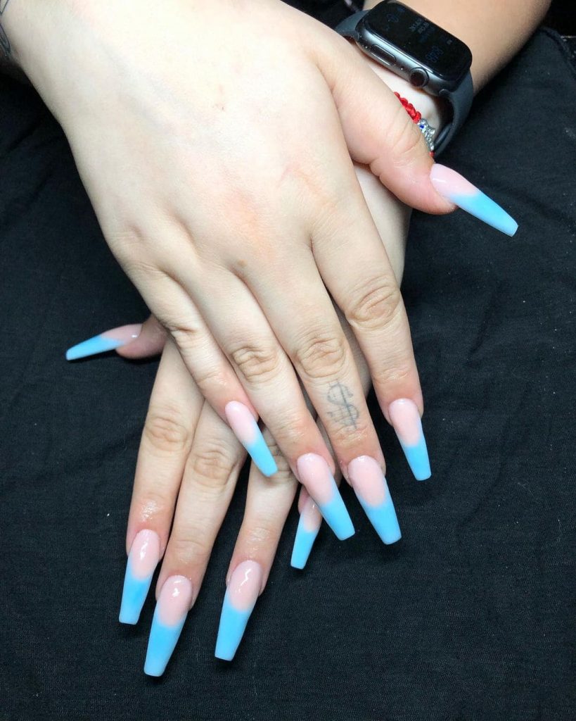 Glow Blue Coffin Nails