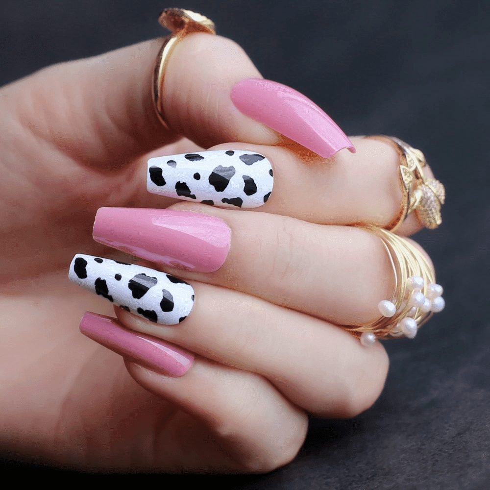 Half Cow Print And Half Pink