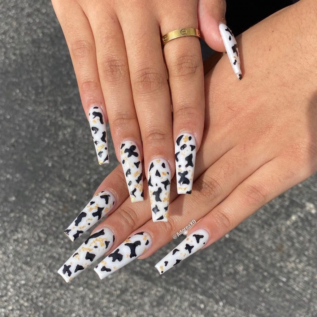 Stiletto Design Cow Print Nails