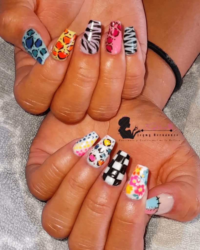 Multiple Animal Print Nail 