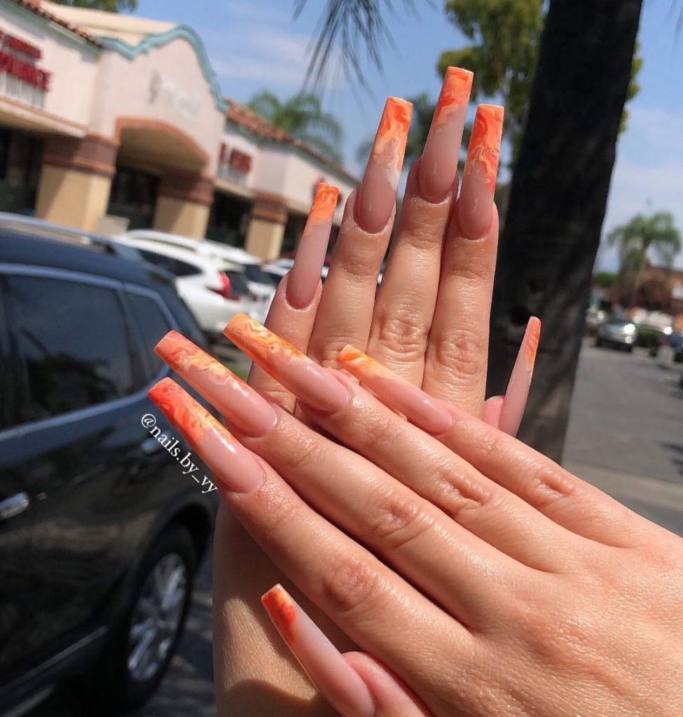 Orange Fire may blend to provide you with a unique nail design for valentine