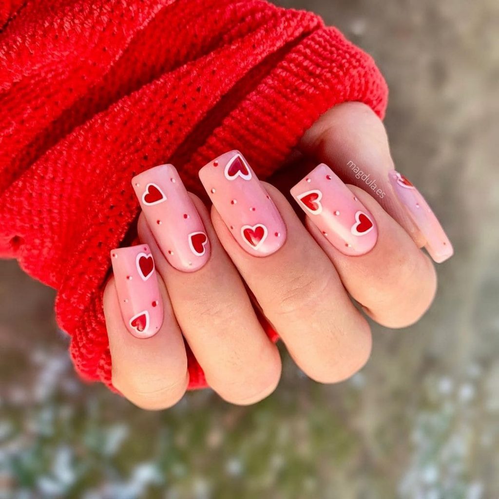 This pink and red nail design makes this the ultimate sexy valentine day nail design