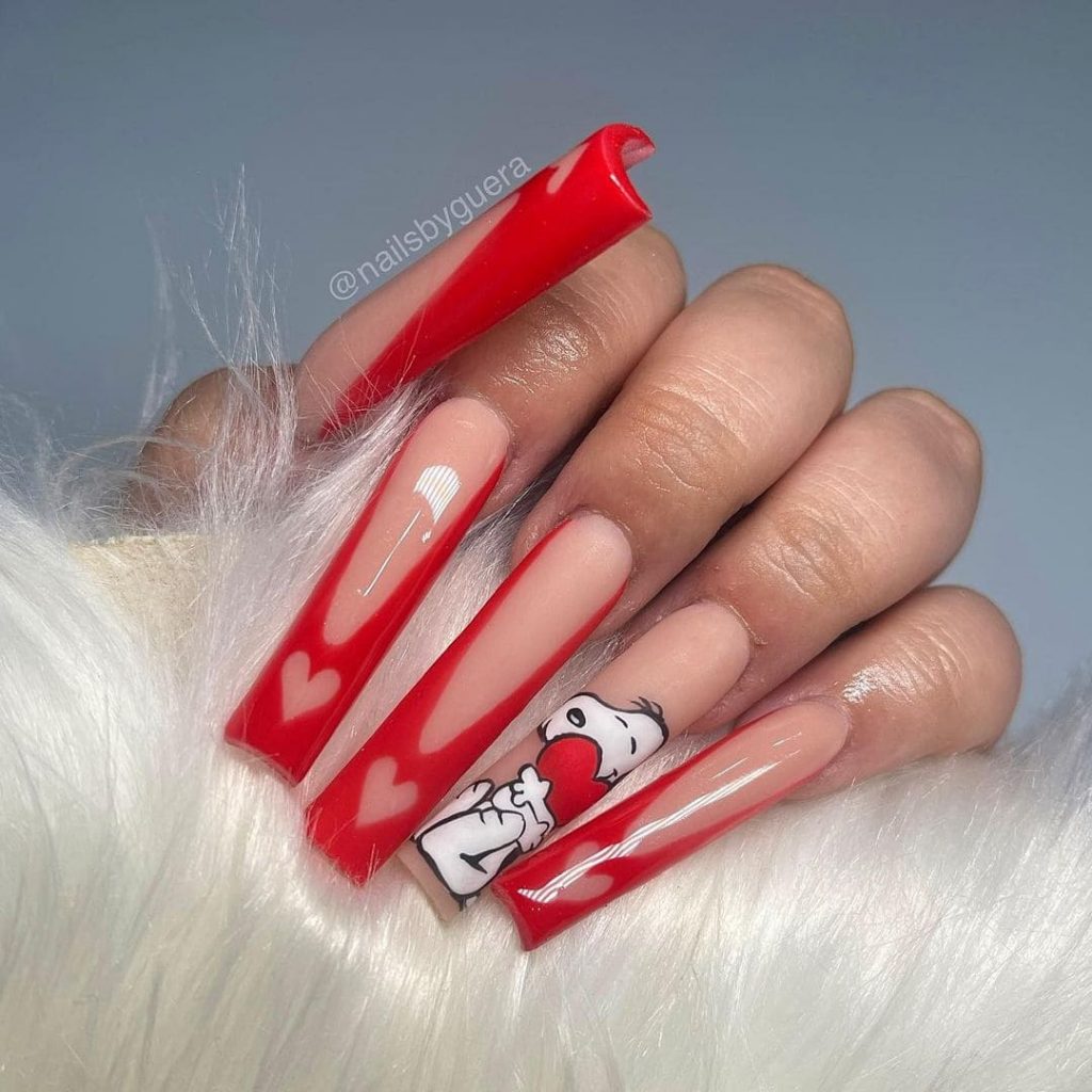 If you love long nails, then this design will be amazing for valentine