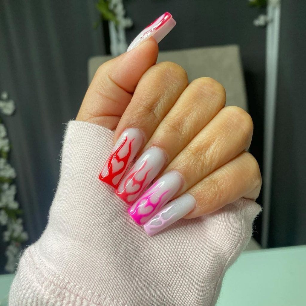 This heart nail design proves a simple DIY nail design.