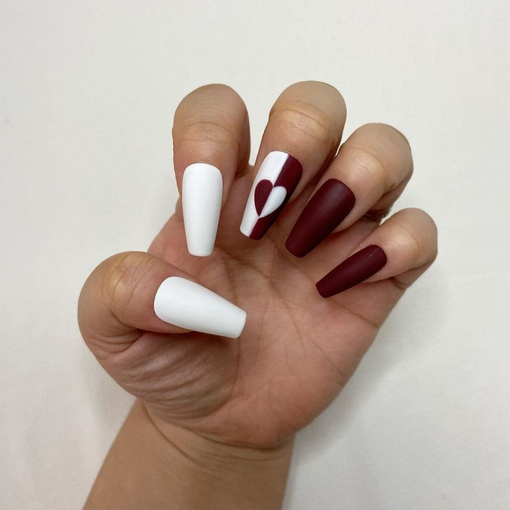 This creative simple heart nail design will not disappoint you