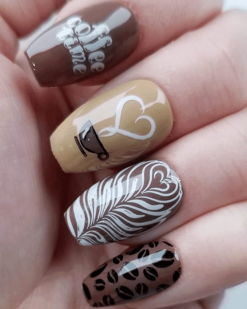 Wow! This black, white, and red design gives us the most amazing heart nail design