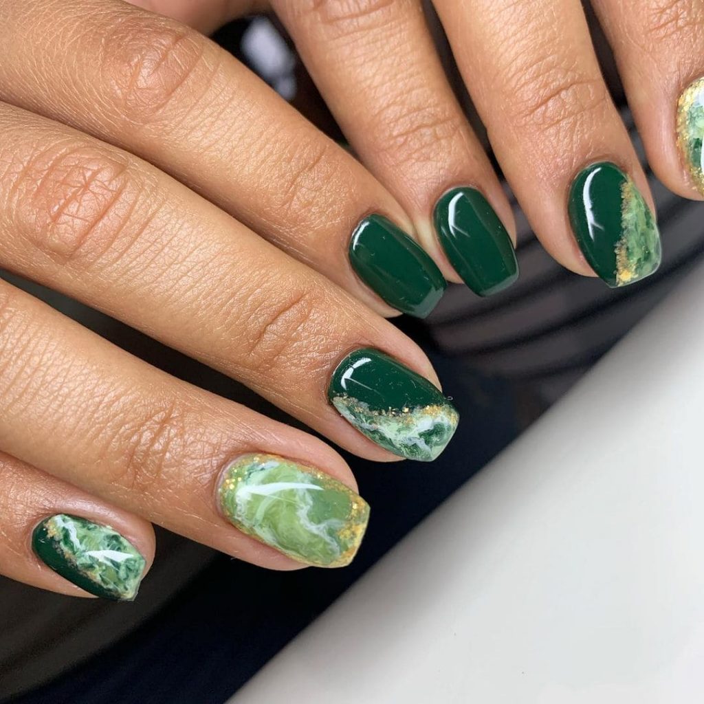 Short Green Coffin Nails