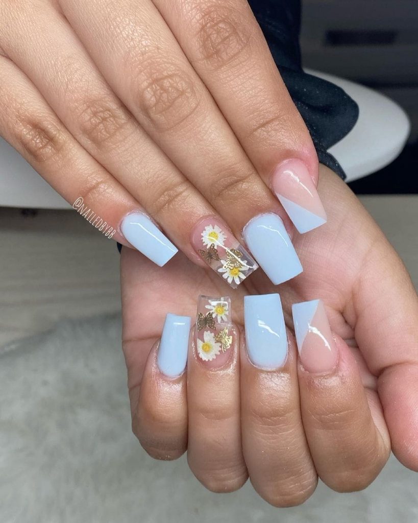 Short Coffin Nails Blue Idea