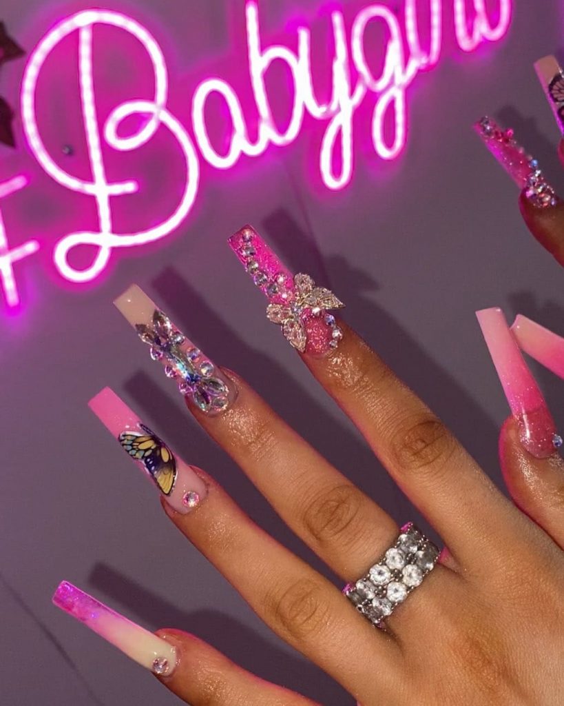 Coffin Nails Glitter Print