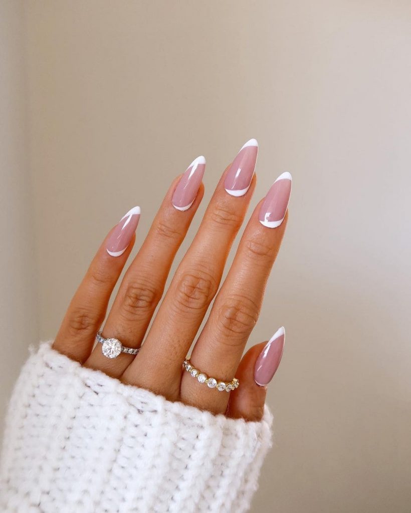 These Pink and White Nails are perfect for festive season